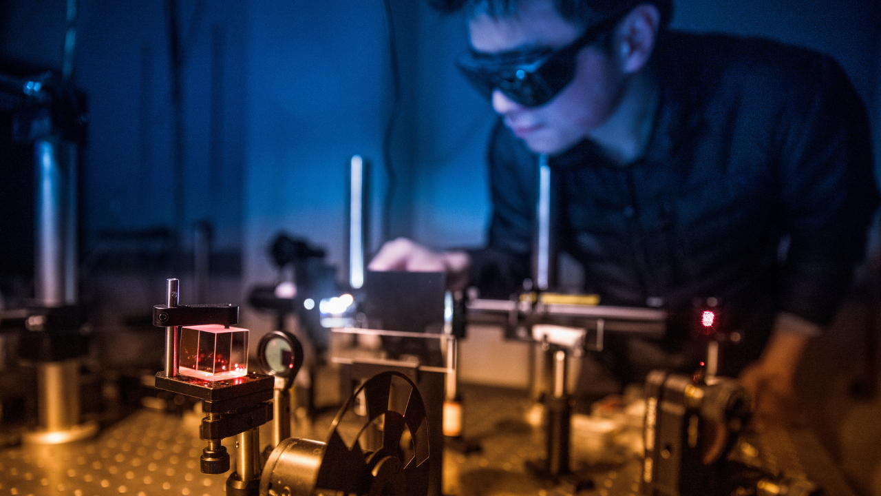 Student working in robotics