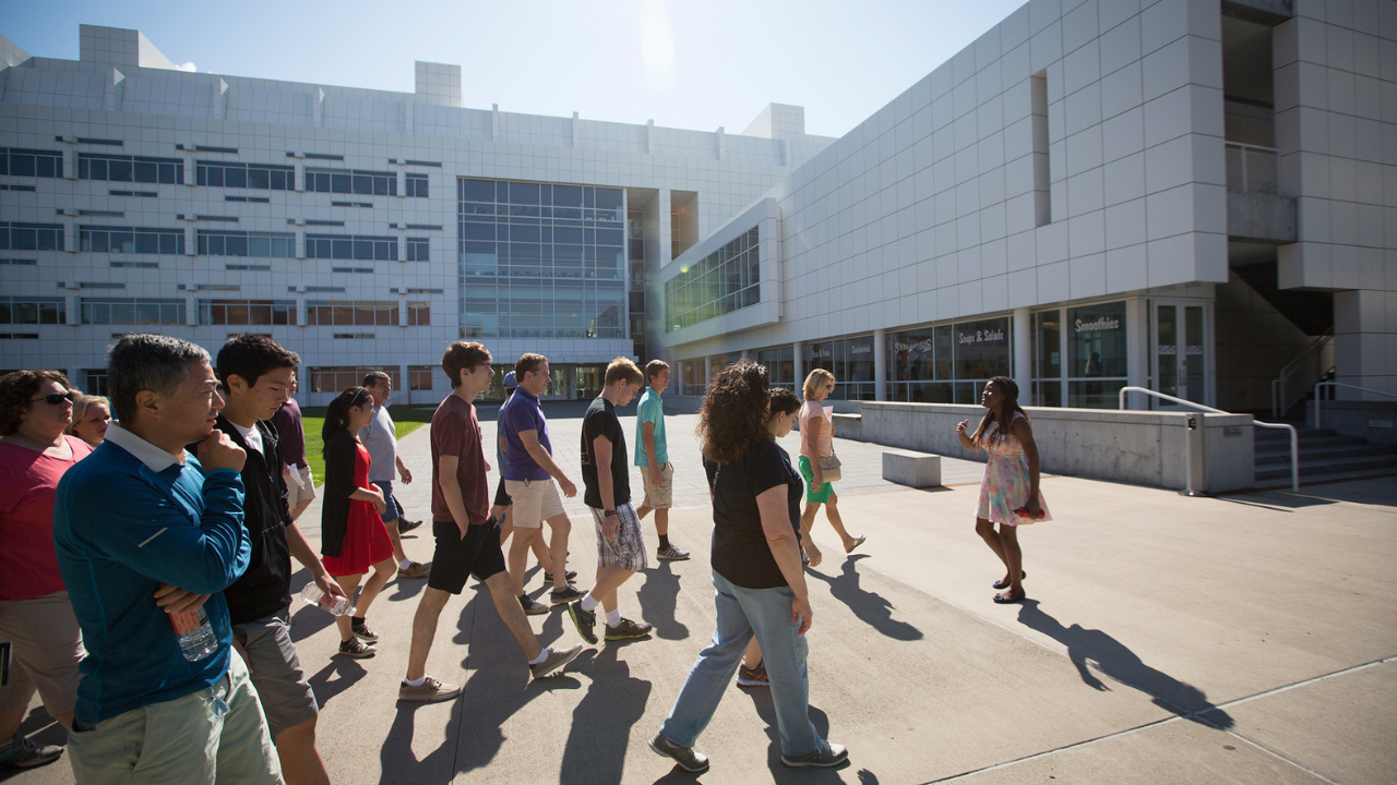 Students walking outside