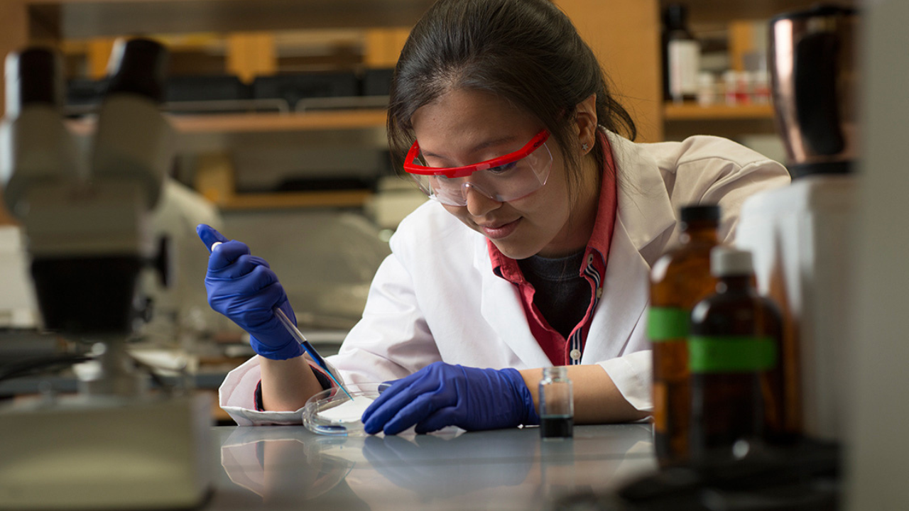 Student wearing safety glasses