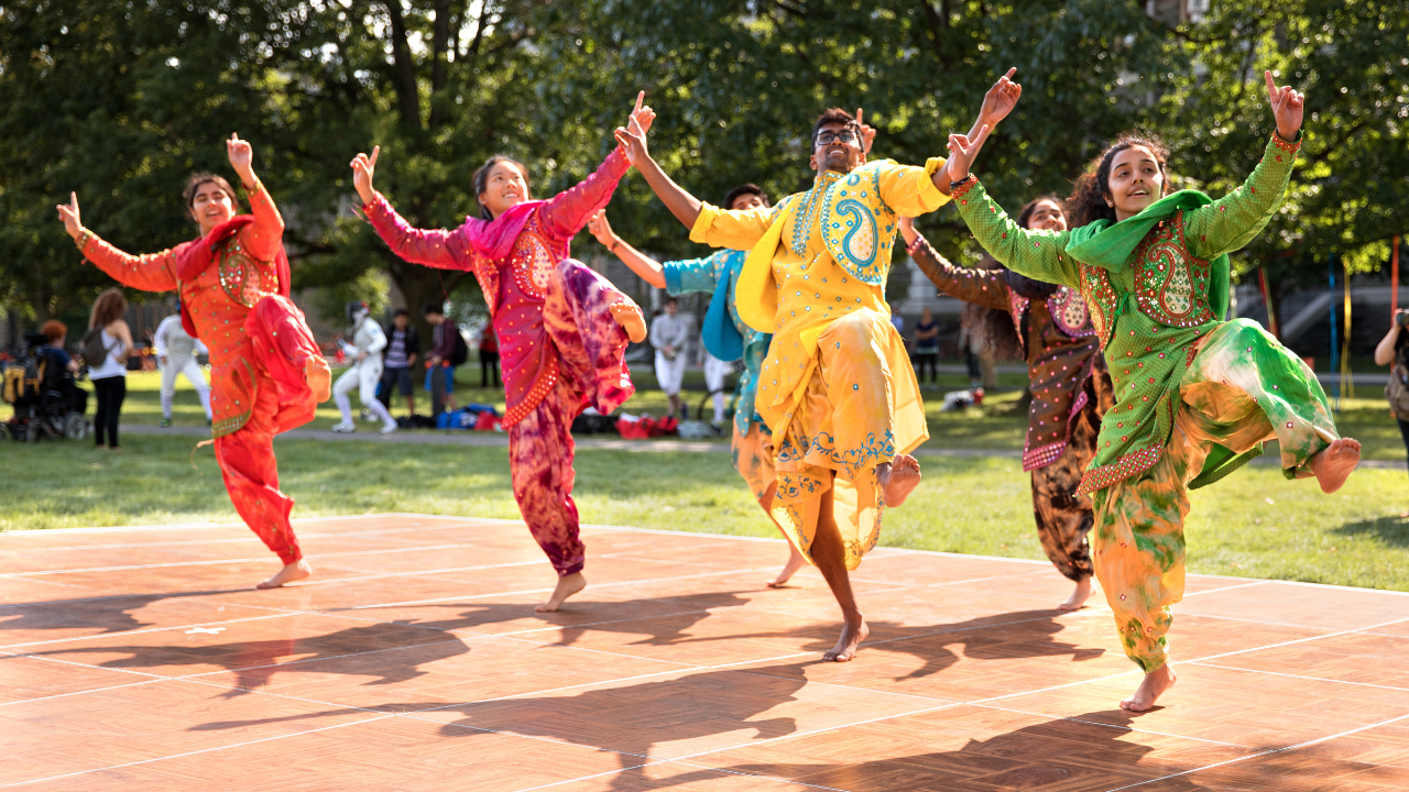 Cornell Bhangra dancers performing
