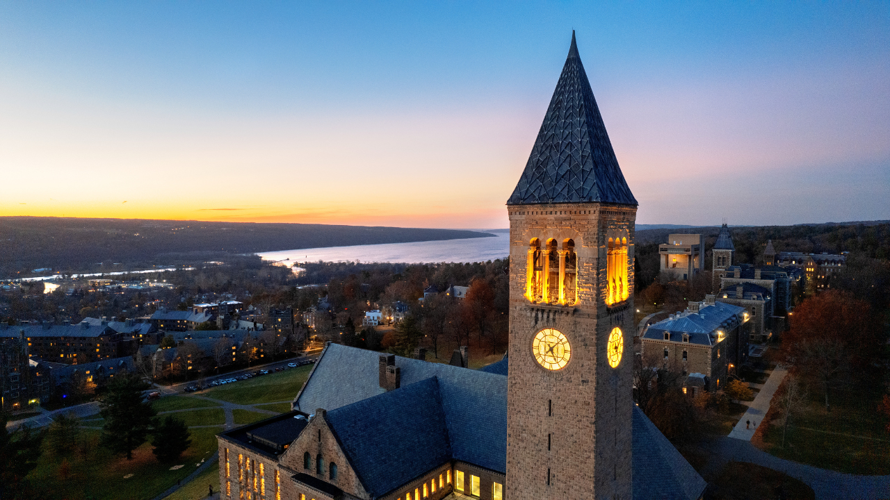 McGraw Tower at dusk