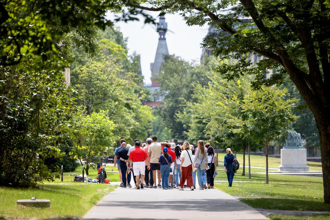 Prospective students on a campus tour.