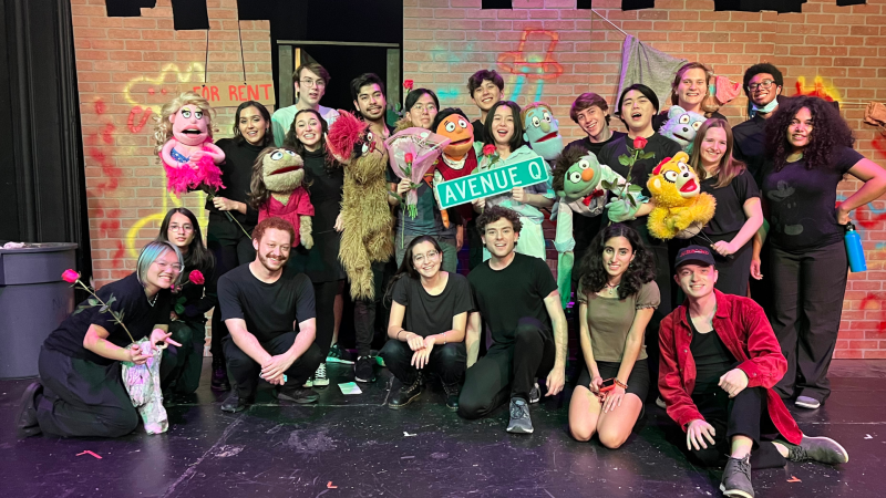 Students from a Cornell Avenue Q performance.