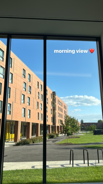 A morning view out the window from Barbara McClintock Hall.