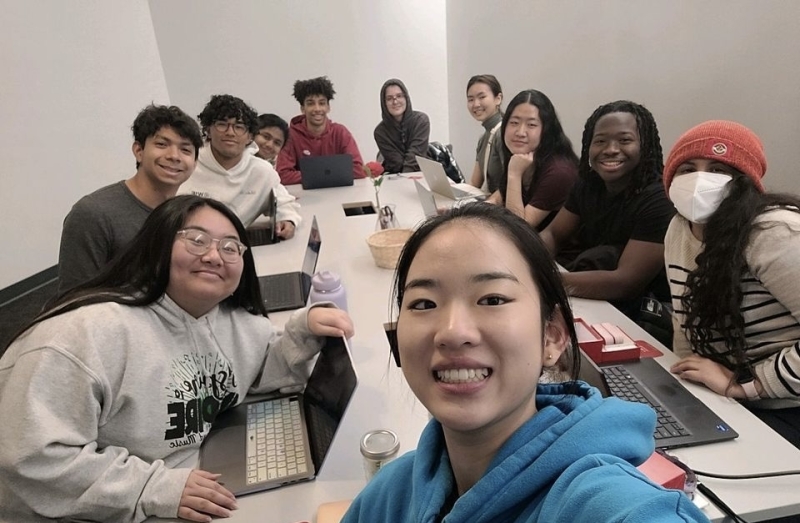 Students gather for a Barbara Board meeting.