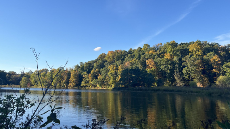 A view across Beebe Lake in early fall. 