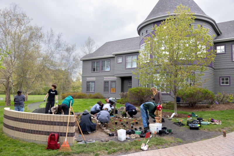 Native students at Cornell collaborate with Cornell Botanic Gardens and students from its Learning by Leading program to create a healing and honoring medicinal garden in front of Akwe:kon, the nation's first university residence hall established to celebrate American Indian culture and heritage.