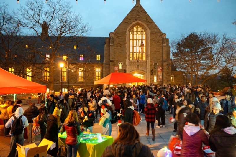 Students gather for the annual lighting of Ho Plaza hosted by Cornell Minds Matter and Student and Campus Life.