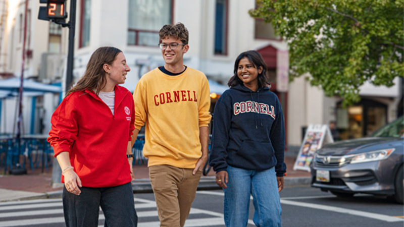 Cornell students walking in downtown Washington, DC. 