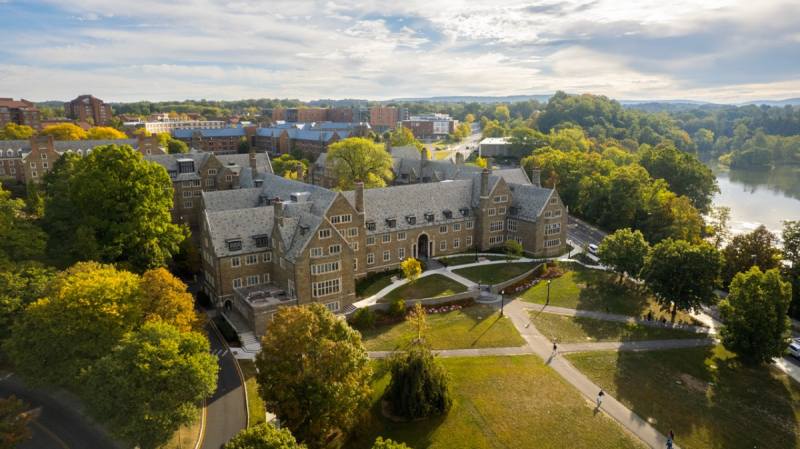 The sun rises over west campus.