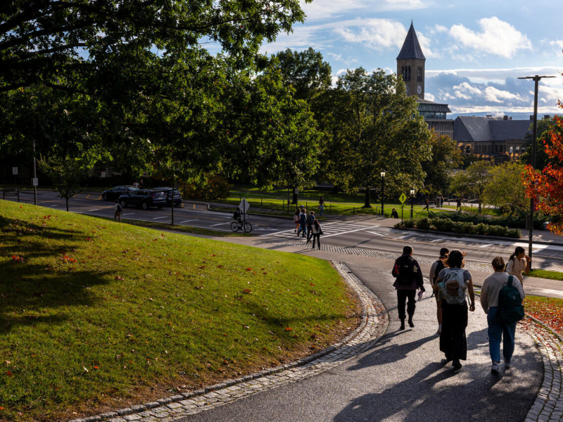 Students walk towards the Arts Quad from Rockefeller Hall on Thursday, September 25, 2025. 