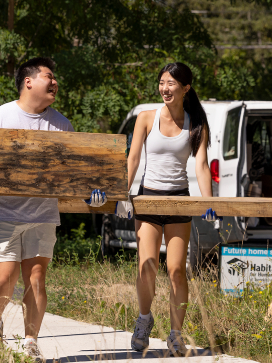 Students volunteer at a Habitat for Humanity site during POST.